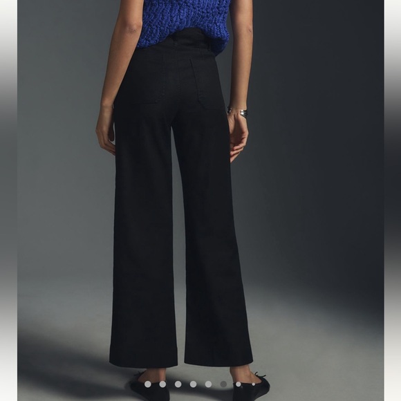 Anthropologie COLETTE Cropped Wide-Leg Linen Pants Maeve NEW 27 Black - Picture 2 of 12